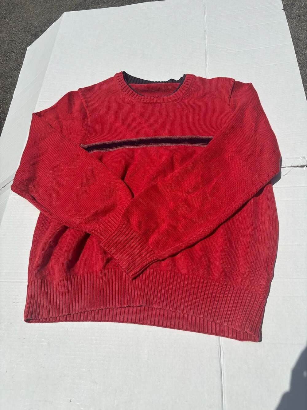 Tommy Hilfiger Red Cotton Lambs Wool Crewneck Sweater Men’s Large/XL No Tag